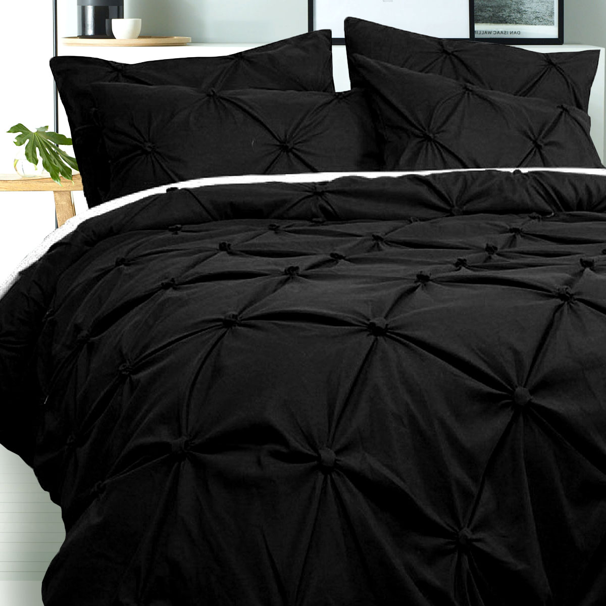 V442-HIN-QUILTCS-PUFFY-BLACK-KI-83114-00 Bloomington Puffy Quilt Cover Set Black KING - Image 1