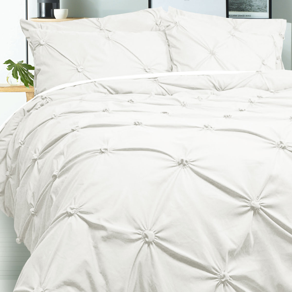 V442-HIN-QUILTCS-PUFFY-WHITE-DS-83111-00 Bloomington Puffy Quilt Cover Set White DOUBLE - Image 1