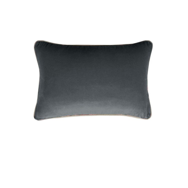 V442-IDC-CUSHIONC-GABRIEL33CM-CHARCOAL-RE-78347-00 J Elliot Home Gabriel 100% Cotton Oblong Cushion Cover 33 x 48 cm Charcoal - Image 1