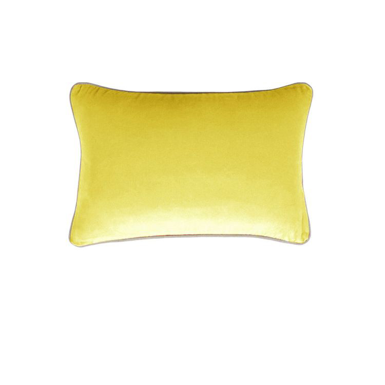 V442-IDC-CUSHIONC-GABRIEL33CM-YELLOW-RE-78350-00 J Elliot Home Gabriel 100% Cotton Oblong Cushion Cover 33 x 48 cm Yellow - Image 1