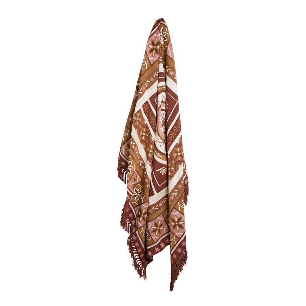 V442-IDC-THROW-KASBAH-PINK-RE-78290-00 J Elliot Home Kasbah Luxury Fringe Throw 130 x 160cm Pink - Image 1