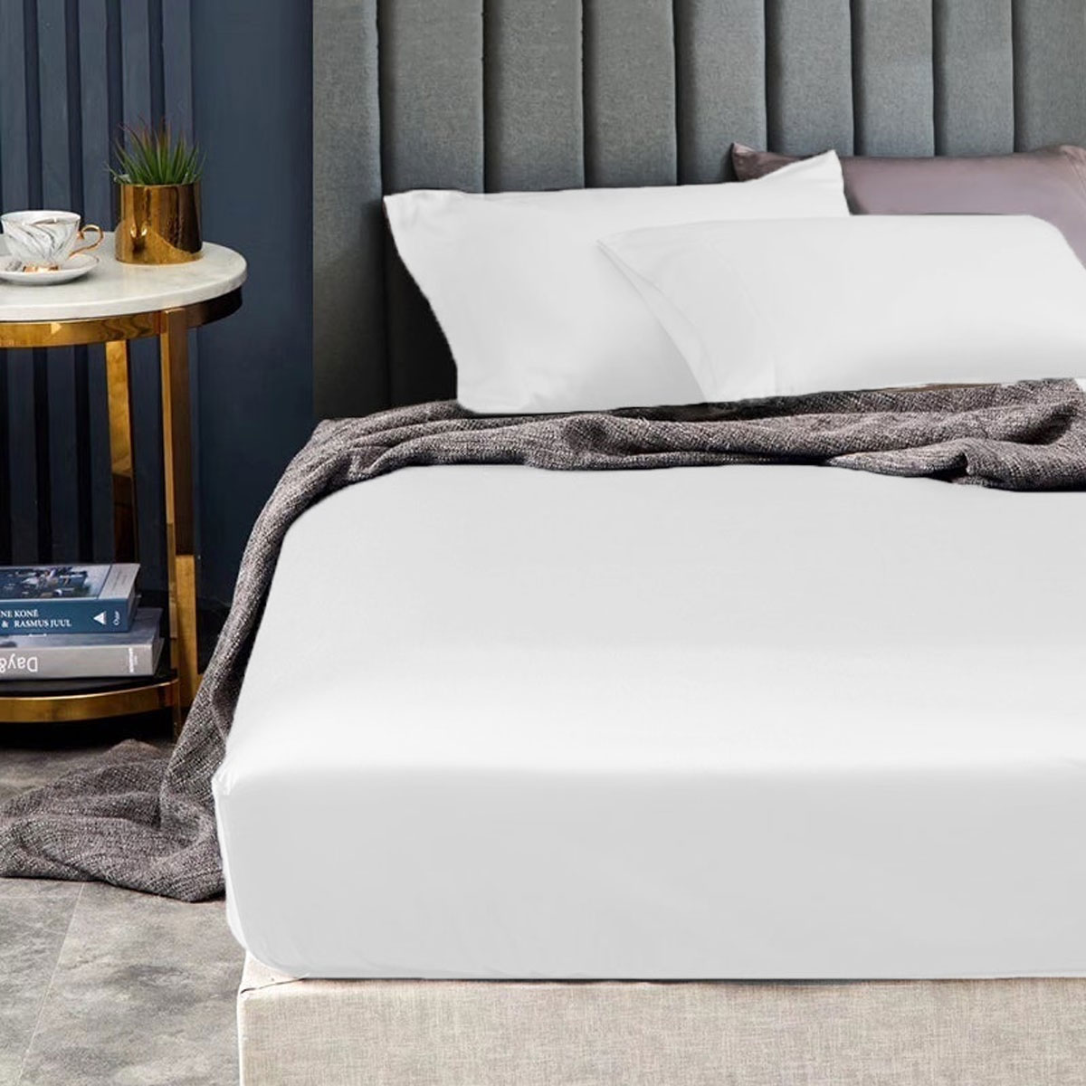 V442-KIT-FITTEDSS-1500TCEGYPTIANC-WHITE-QS-174704-00 Ramesses 1500TC Elite Egyptian Cotton Sateen Fitted Sheet Combo Set White Queen - Image 1