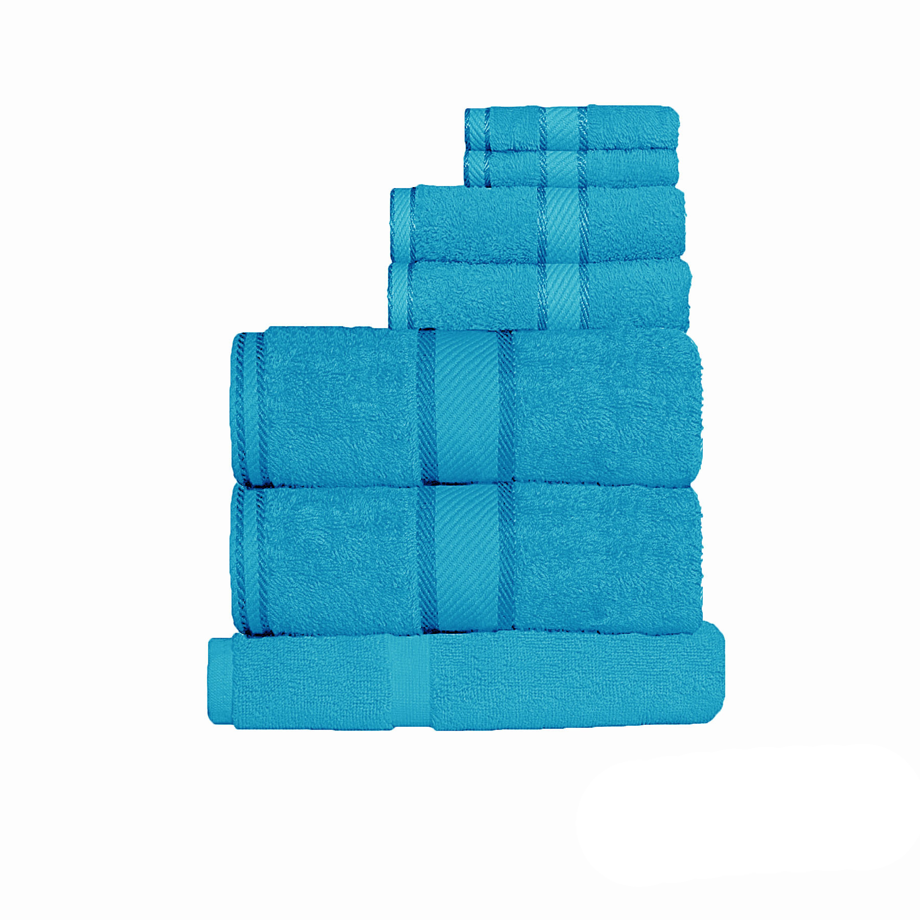 V442-KIT-TOWEL-7PTOWEL-AQUA-158522-00 Kingtex 550gsm Cotton 7 Pce Towel Set Aqua - Image 1
