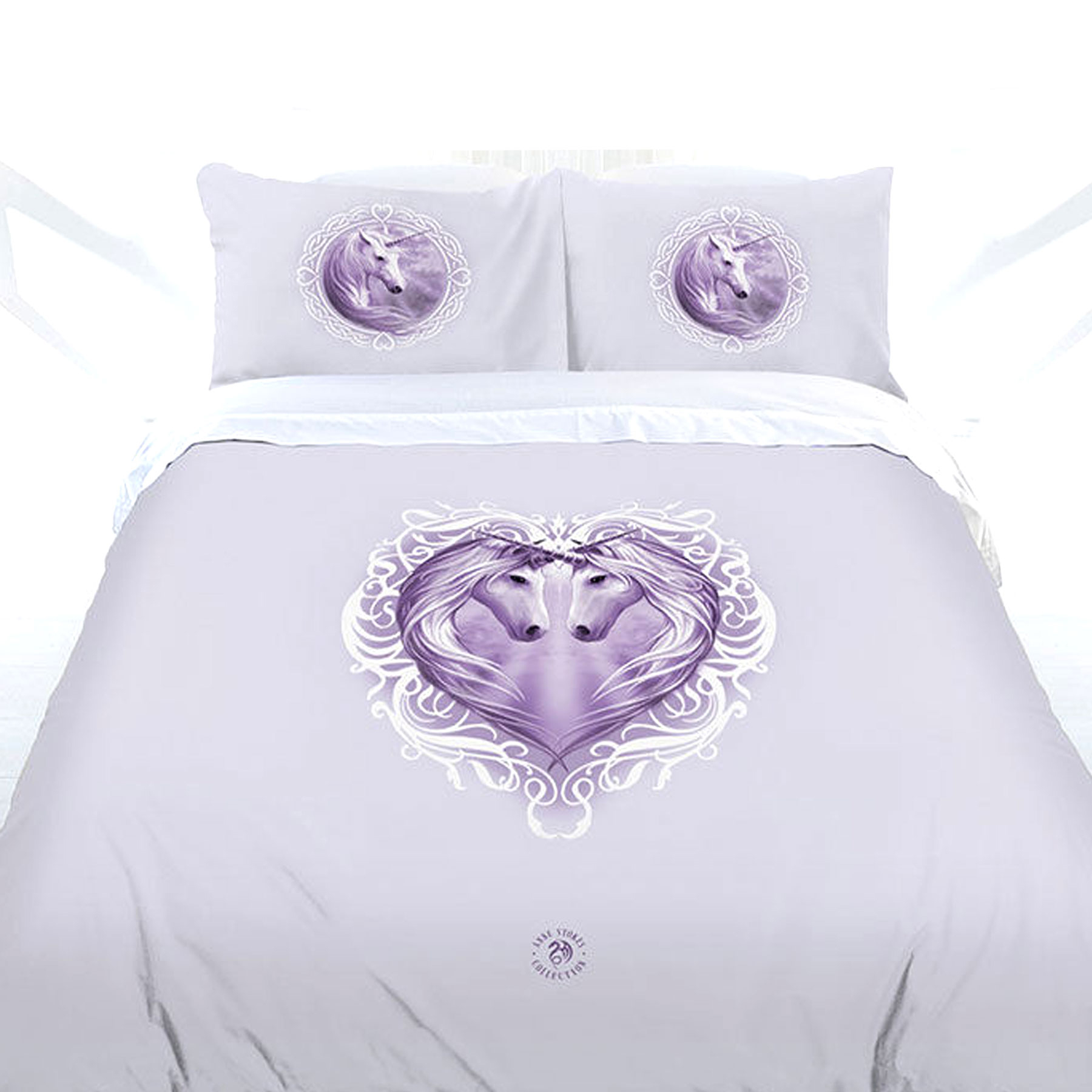 V442-LDE-QUILTCS-WHITEUNICORN-WHITE-QS-77800-00 Anne Stokes White Unicorn Quilt Cover Set Queen - Image 1
