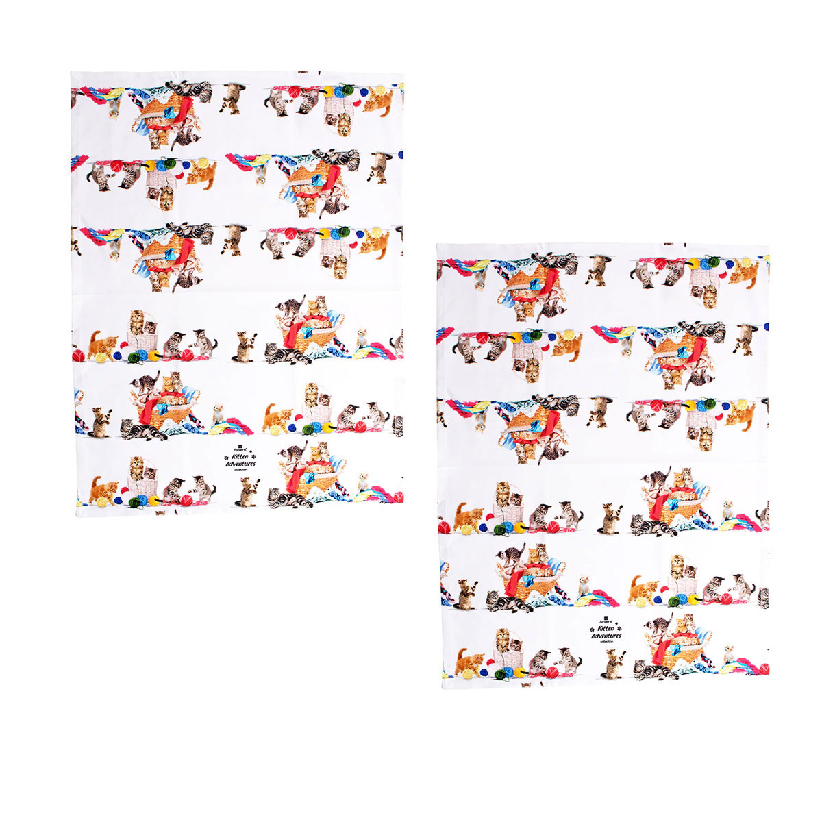 V442-LDE-TEAT-SETOF2PLAYTIME-MULTI-RE-199961-00 Ashdene Set of 2 Kitten Adventures Cotton Kitchen Tea Towels Play Time - Image 1