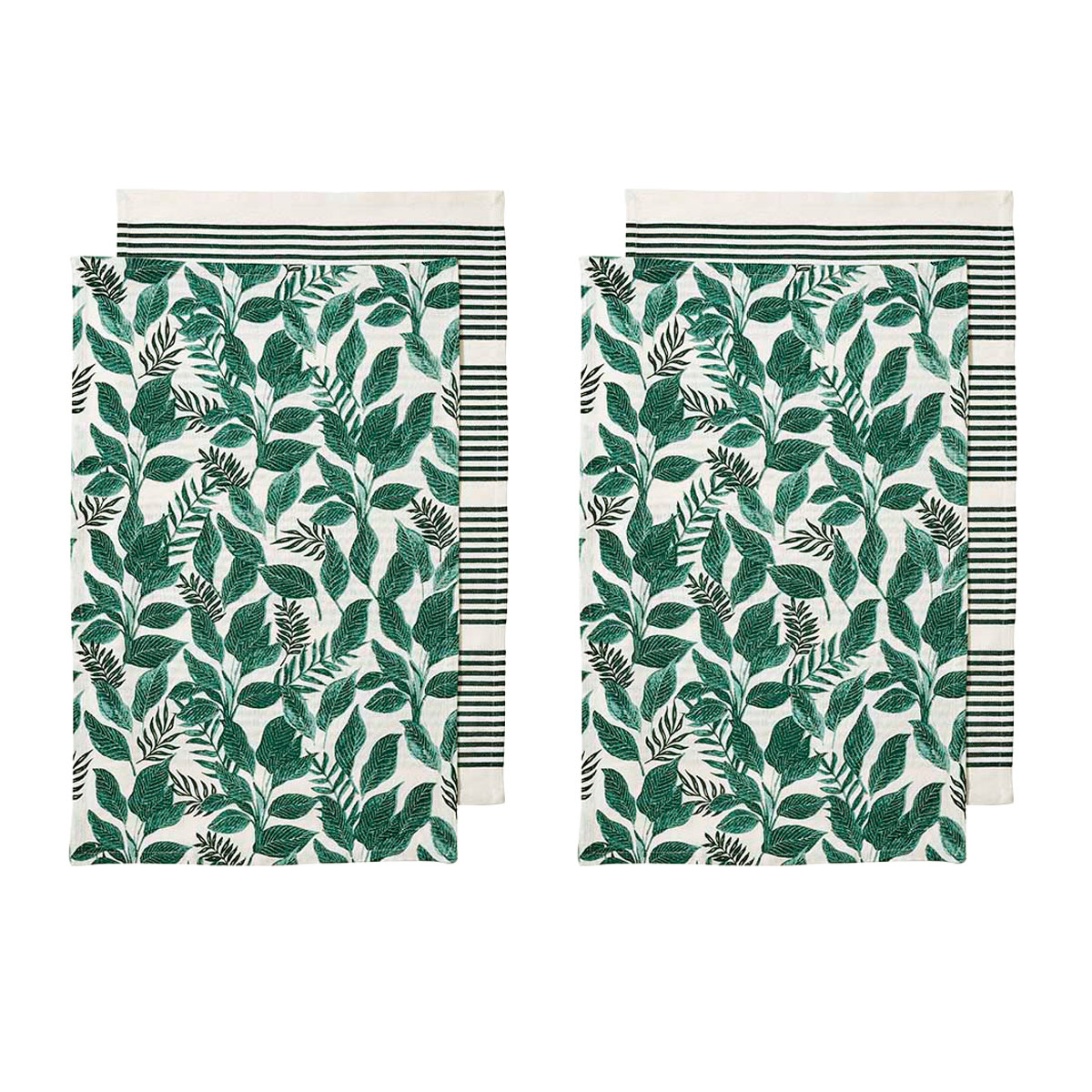 V442-LDE-TEAT-TIERRASETOF4-GREEN-RE-77947-00 Ladelle Tierra Set of 4 Cotton Kitchen Towels Green - Image 1
