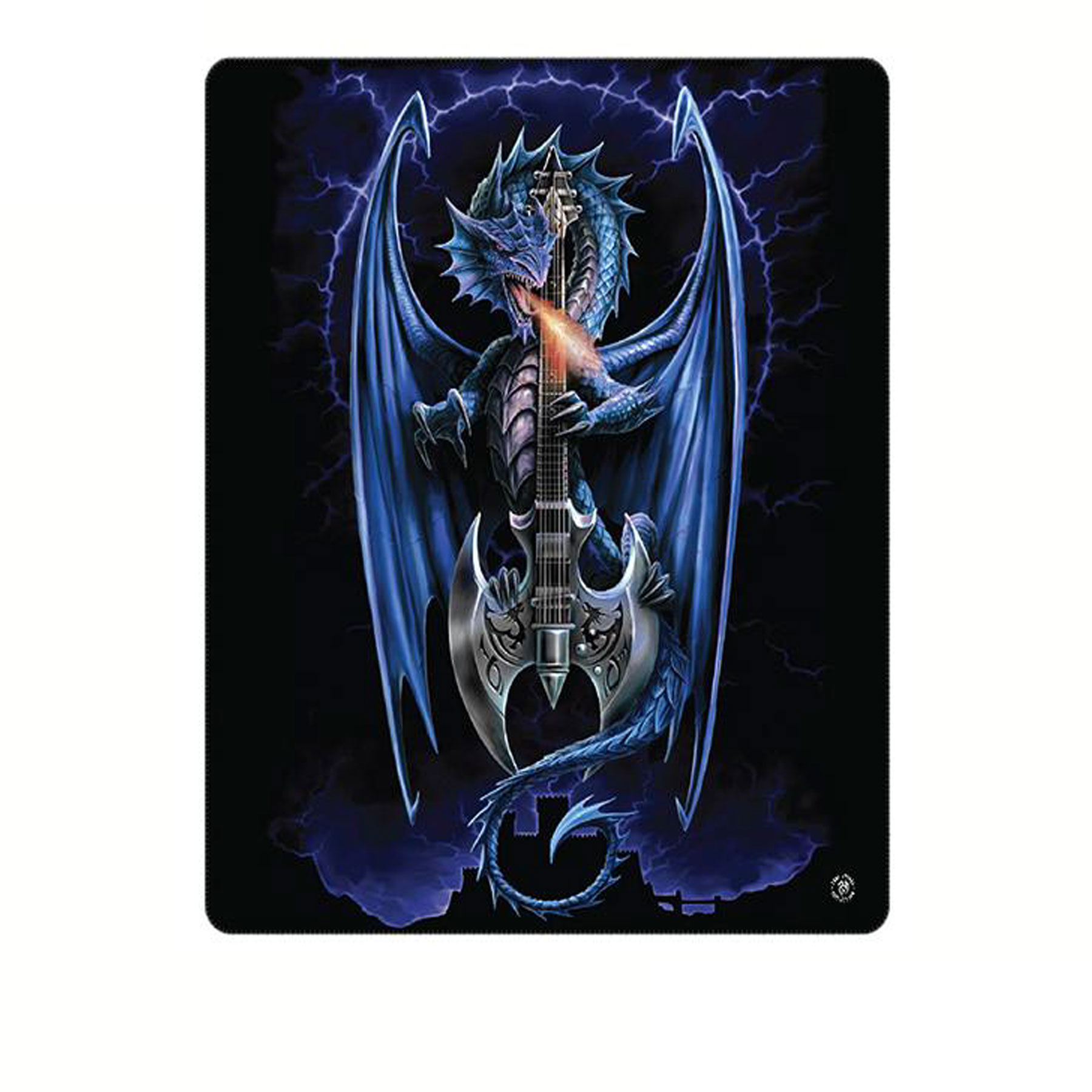 V442-LDE-THROW-POWERCHORD-BLACK-RE-77745-00 Anne Stokes Power Chord Polar Fleece Throw - Image 1