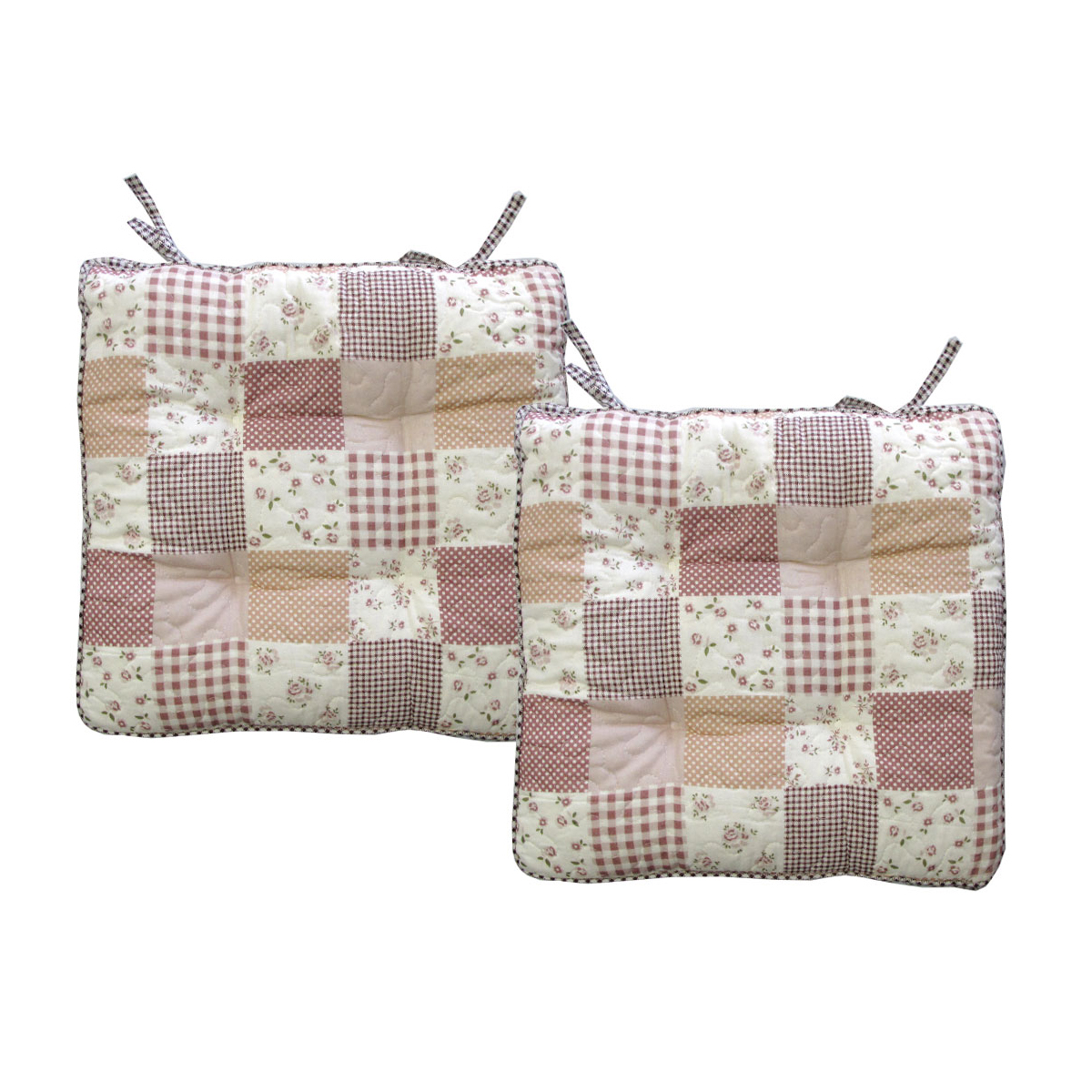 V442-LYL-CHAIRCU-SETOF2LUCY-PINK-SQ-189763-00 Lylac Homewares Petal Delights Set of 2 Cotton Chair Pads Lucy Pink - Image 1