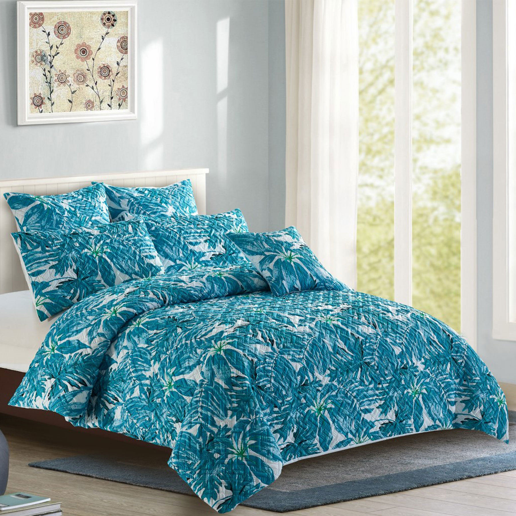 V442-MFL-QUILTCS-EDEN-BLUE-SK-204207-00 Georges Fine Linens Eden Quilt Cover Set - Super King - Image 1