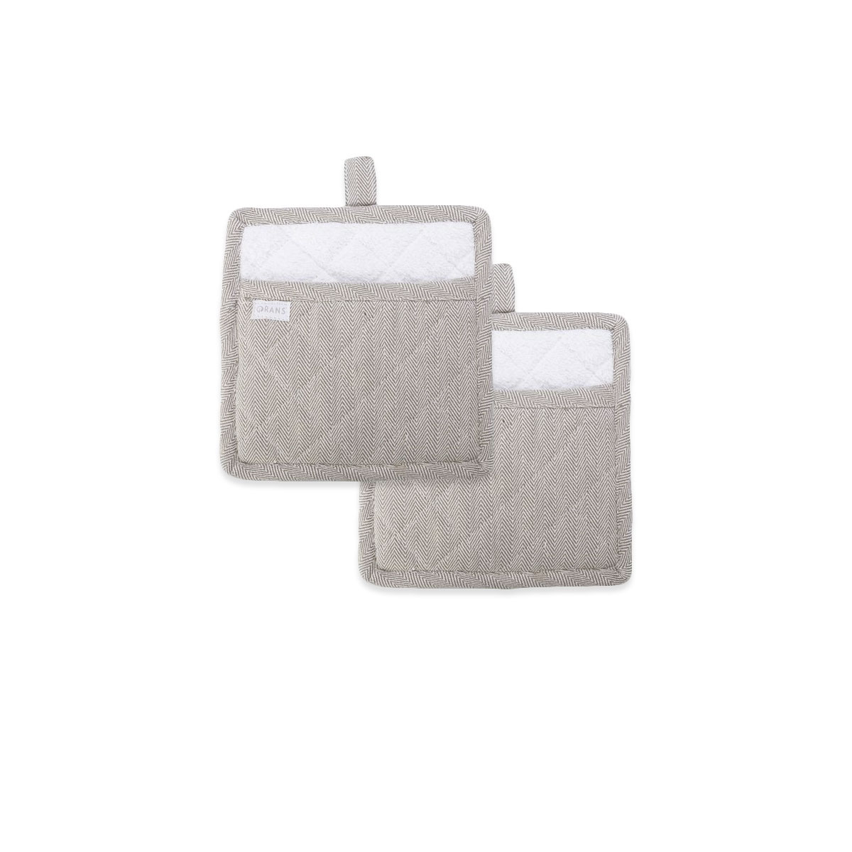 V442-RAN-OVENM-HERRINGSET2POTHOLDER-CHAR-RD-77615-00 Rans Herringbone Charcoal Cotton Set of 2 Pot Holders - Image 1