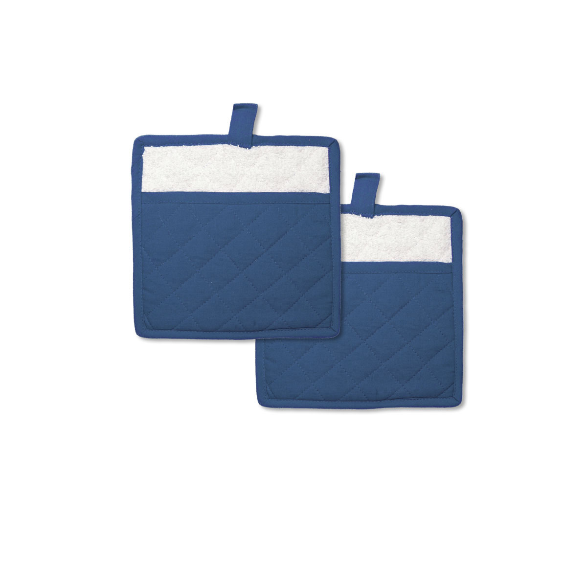 V442-RAN-OVENM-MANSETOF2POTHOLDER-BLUE-RD-77607-00 Rans Manhattan Blue Cotton Set of 2 Pot Holders - Image 1
