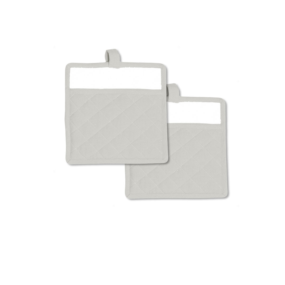 V442-RAN-OVENM-MANSETOF2POTHOLDER-SILVER-RD-77595-00 Rans Manhattan Silver Cotton Set of 2 Pot Holders - Image 1