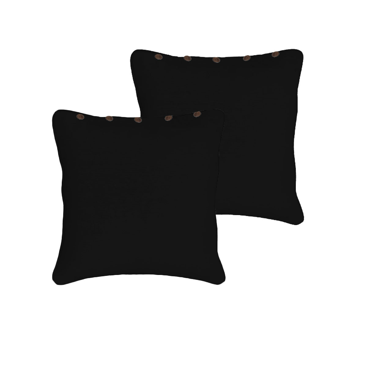 V442-RAN-PILLOWC-LONDONBUTTON-BLACK-SQ-77973-00 Rans Pair of London Cotton European Pillowcases with Buttons Black - Image 1