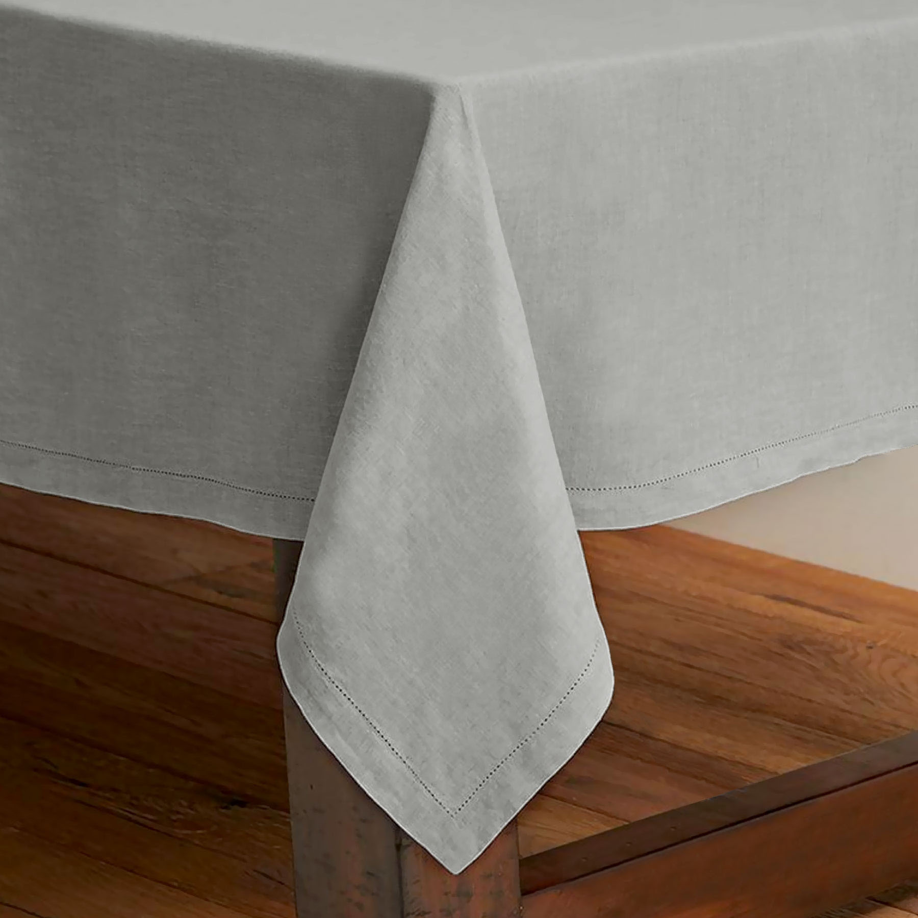 V442-RAN-TABLEC-HEMSTITCH220-GREY-RD-77536-00 Rans Pure Cotton Hemstitch Tablecloth 220 cm Round - Grey - Image 1