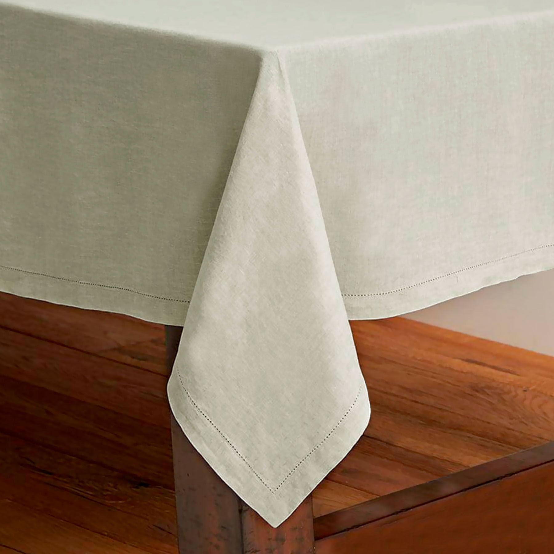 V442-RAN-TABLEC-HEMSTITCH360-BEIGE-RE-77523-00 Rans Pure Cotton Hemstitch Tablecloth 150 x 360 cm - Beige - Image 1