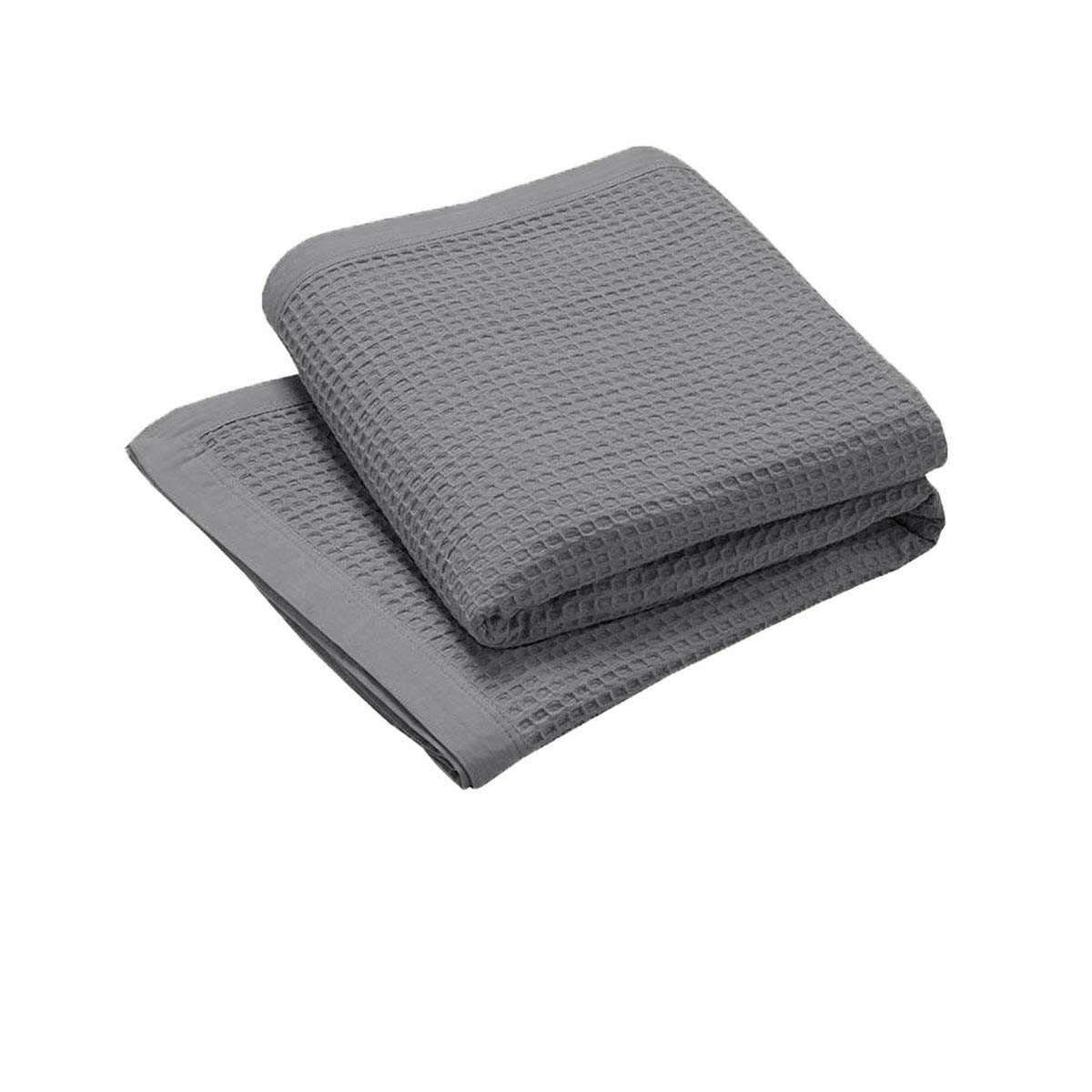 V442-STT-BLANKET-25COTTONWAFFLE-CHARCOAL-SB-202503241615-00 Living @ Home 350gsm 100% Cotton Breathable Waffle Blanket Single 180 x 230 cm Charcoal - Image 1