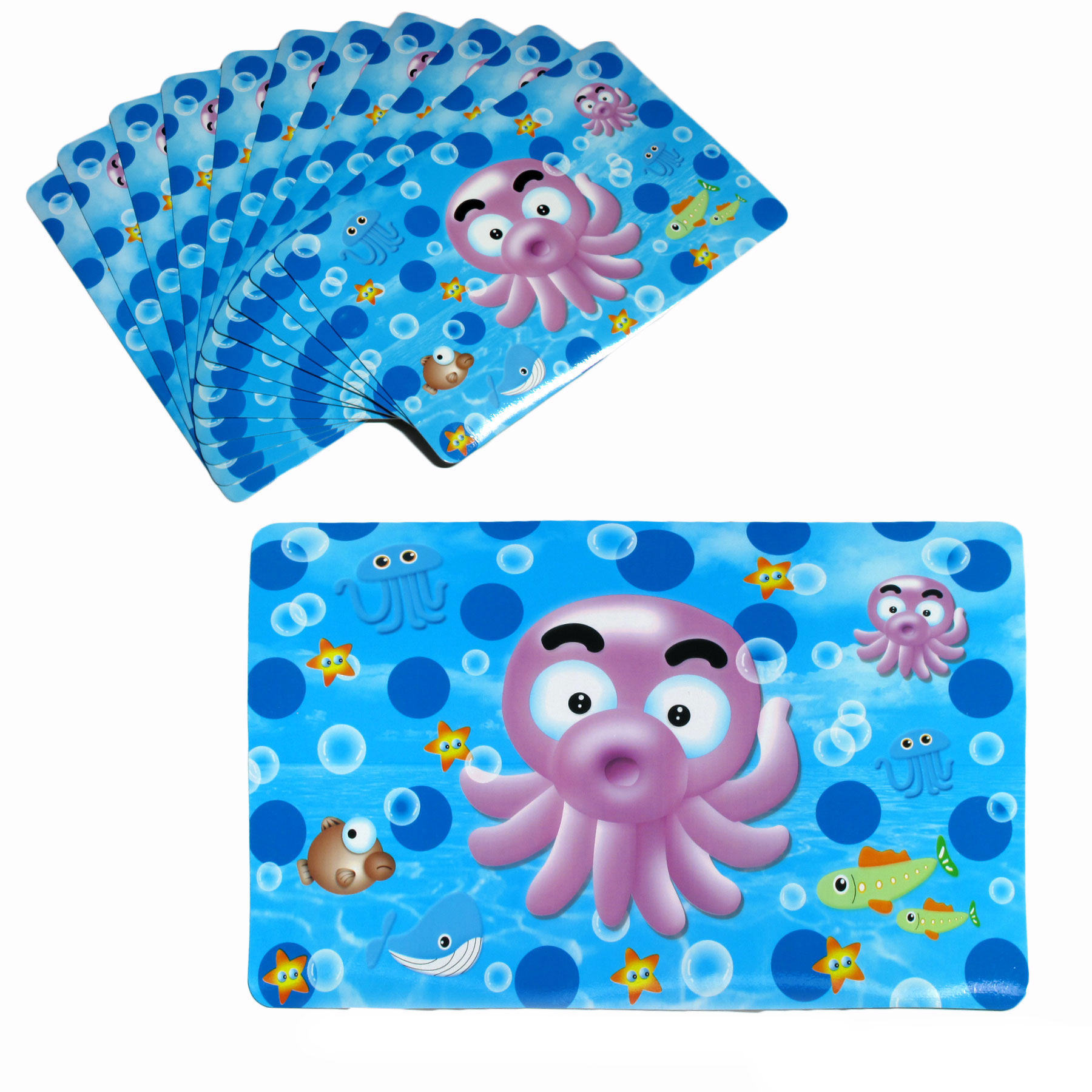 V442-TOC-TABLEPLACEMAT-SEALIFE-BLUE-RE-209107-00 Set of 12 PVC Easy Care Placemats - Sea Life - Image 1