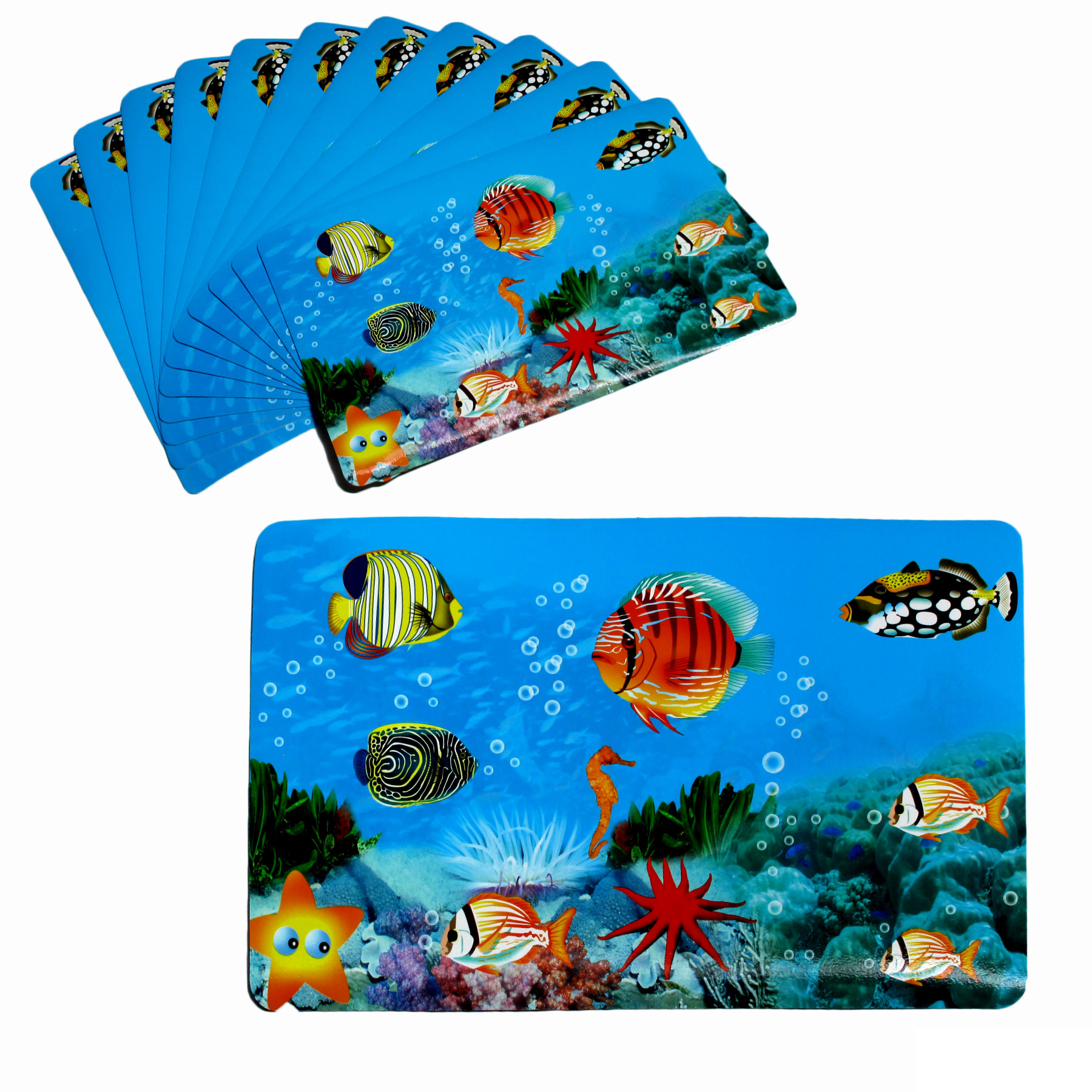 V442-TOC-TABLEPLACEMAT-SKUBA-BLUE-RE-209111-00 Set of 12 PVC Easy Care Placemats - Skuba - Image 1