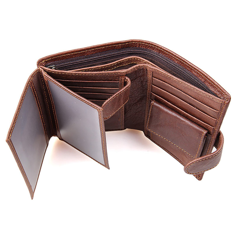 V462-FB-77-01-96528-00 Genuine leather men wallets High-quality Multi card short wallet Men's Cow Leather RFID Card Holder - Image 1