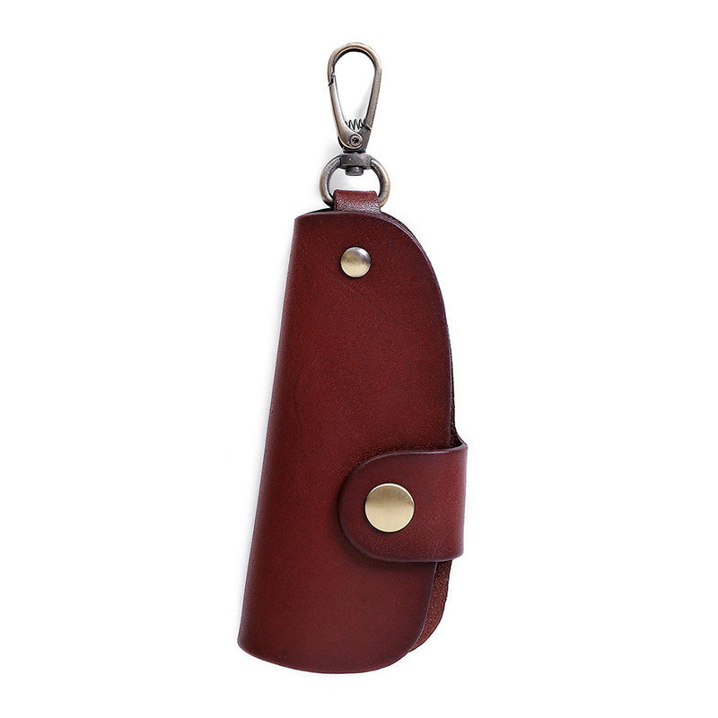 V462-FB-89-02-96505-00 Genuine Leather Wallet Purse Bag Case Holder Key Ring Pouch Bag Safe Hanger (Burgundy) - Image 1