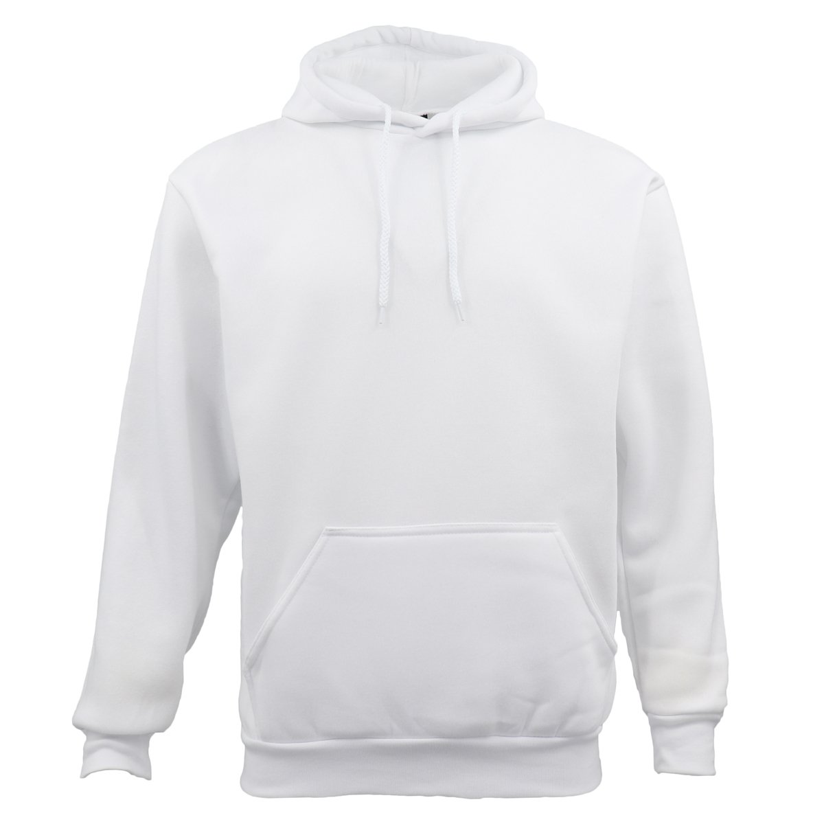 V474-213305-99505-00 Adult Unisex Men's Basic Plain Hoodie Pullover Sweater Sweatshirt Jumper XS-8XL, White, L - Image 1
