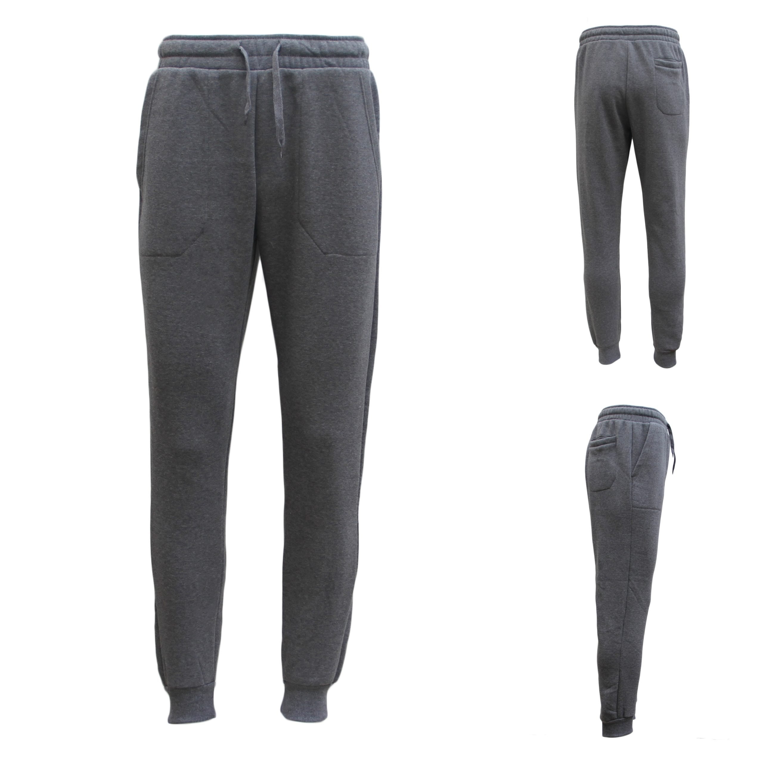 V474-218581-103978-00 Mens Unisex Fleece Lined Sweat Track Pants Suit Casual Trackies Slim Cuff XS-6XL, Dark Grey, M - Image 1