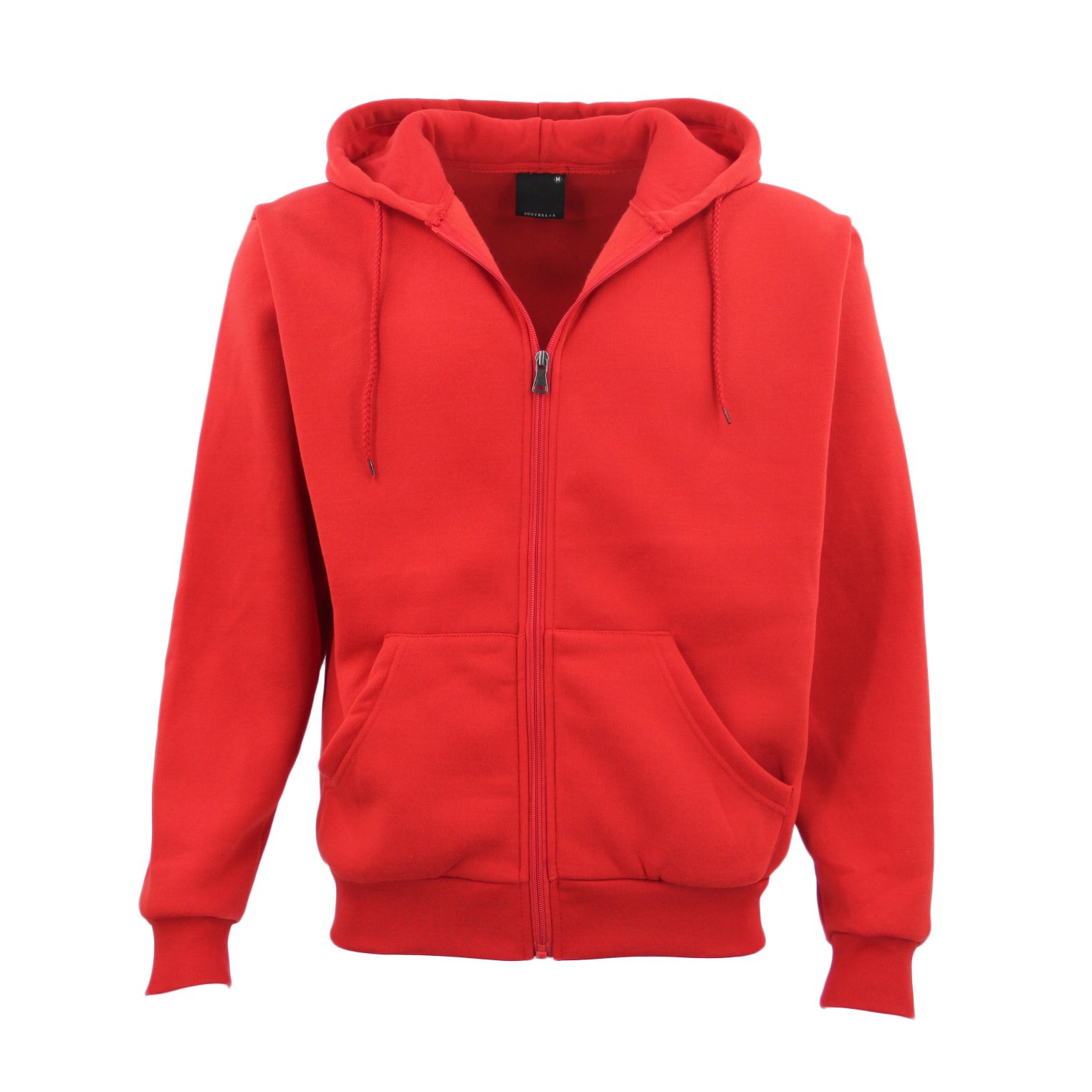 V474-239067-100168-00 Adult Unisex Zip Plain Fleece Hoodie Hooded Jacket Mens Sweatshirt Jumper XS-8XL, Red, L - Image 1