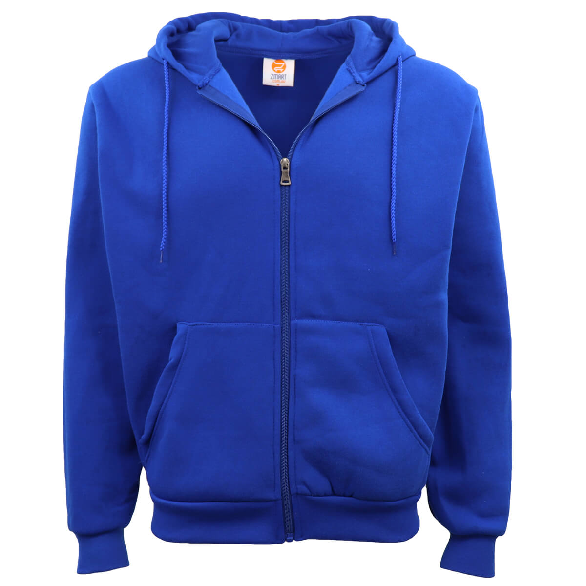 V474-483034-100546-00 Adult Unisex Zip Plain Fleece Hoodie Hooded Jacket Mens Sweatshirt Jumper XS-8XL, Royal Blue, 2XL - Image 1