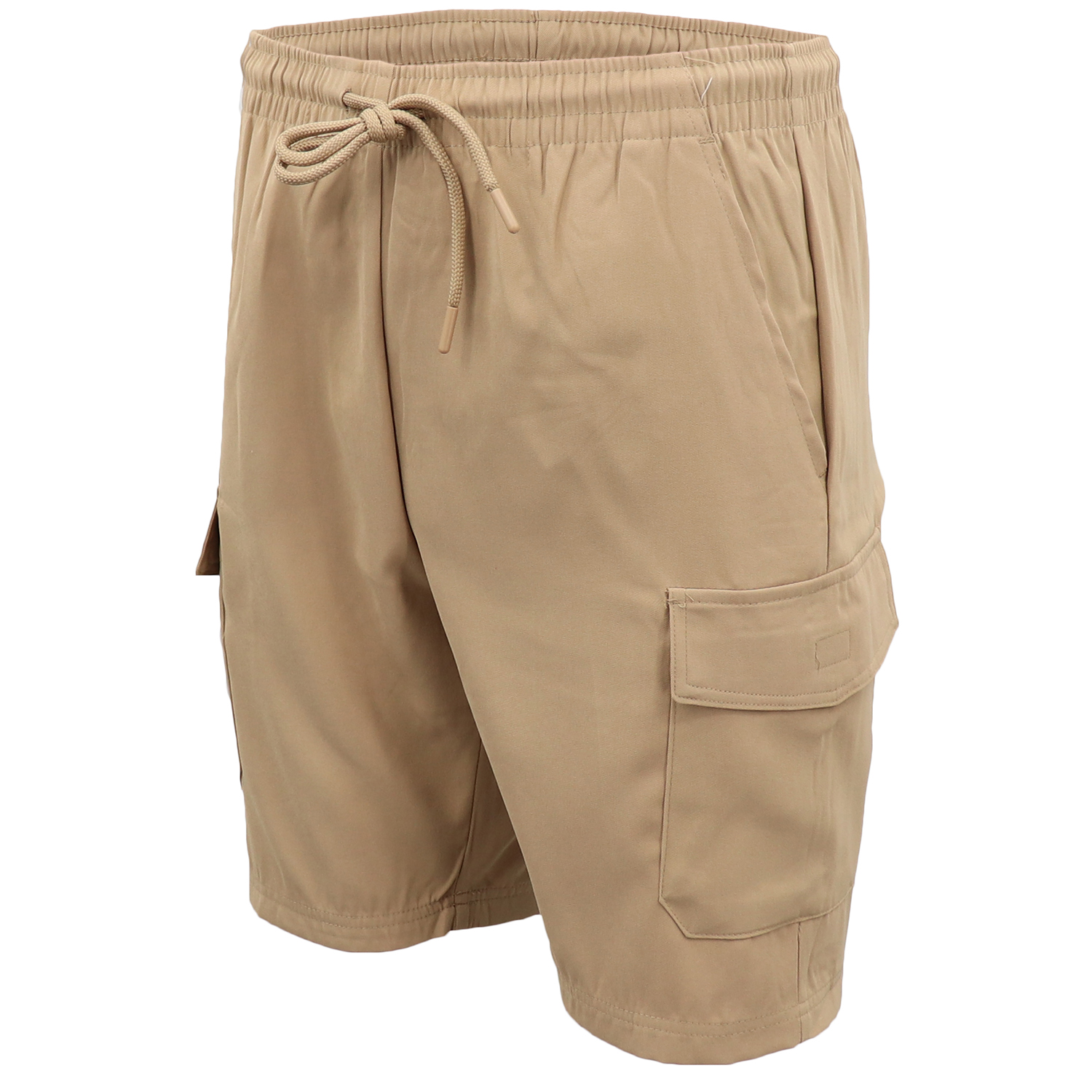 V474-557475-103327-00 Men's Cargo Shorts 4 Pockets Cascual Work Trousers Active Pants Elastic Waist, Khaki, M - Image 1