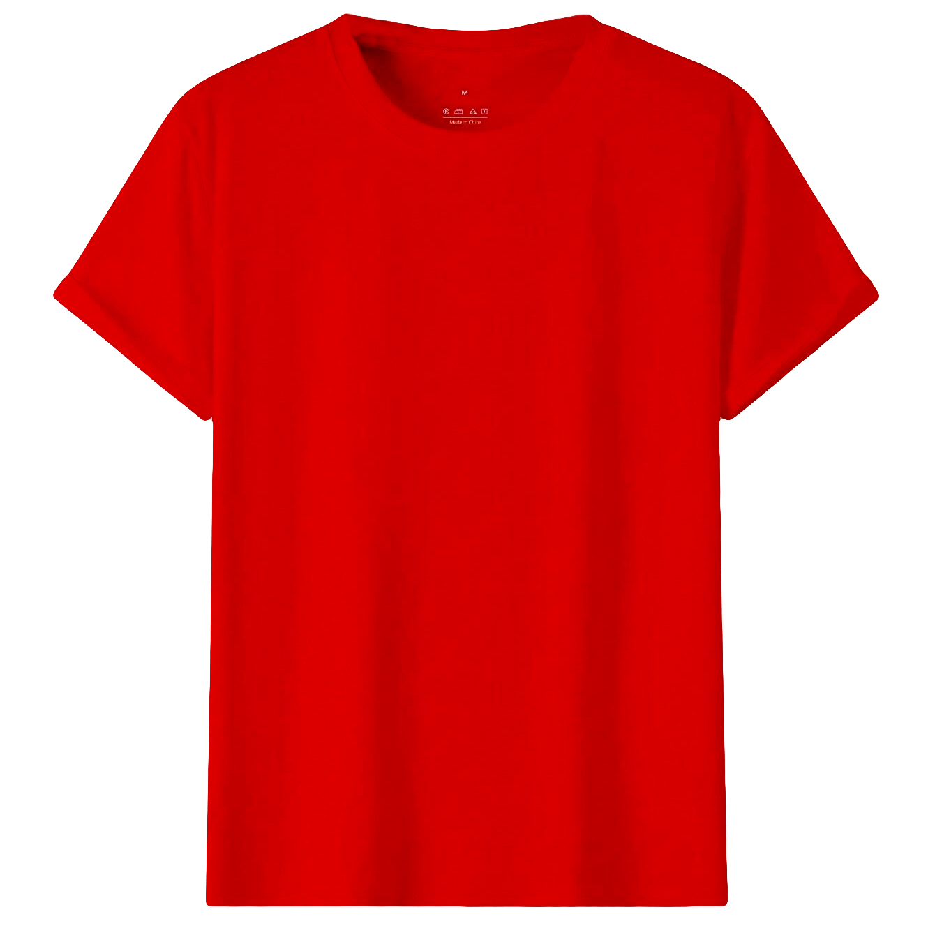 V474-613156-100283-00 Adult 100% Cotton T-Shirt Unisex Men's Basic Plain Blank Crew Tee Tops Shirts, Red, L - Image 1
