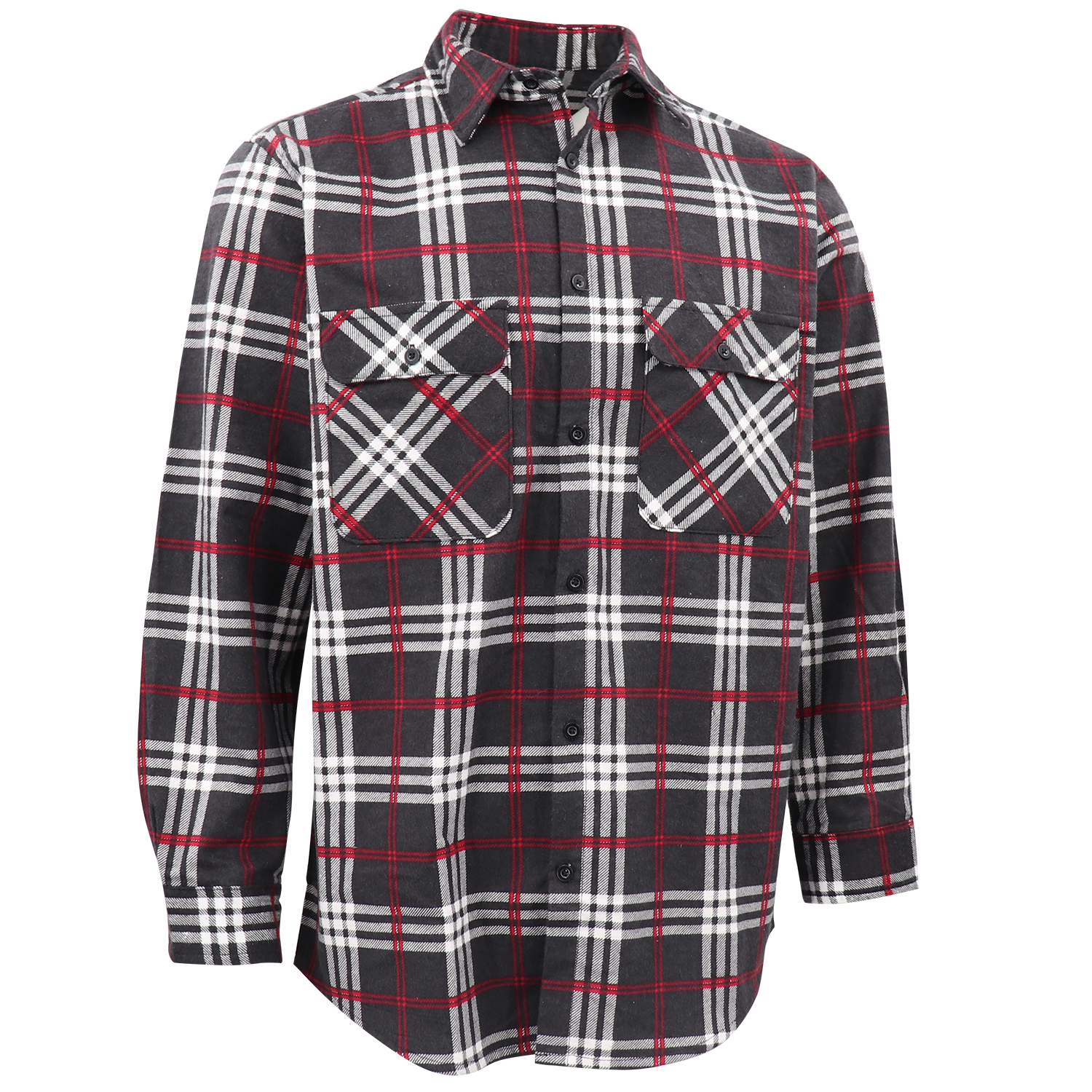 V474-666588-202505281232-00 Men's 100% Cotton Flannelette Shirt Long Sleeve Plaid Check Flannel w Pockets, Shadow Glen Plaid, M - Image 1