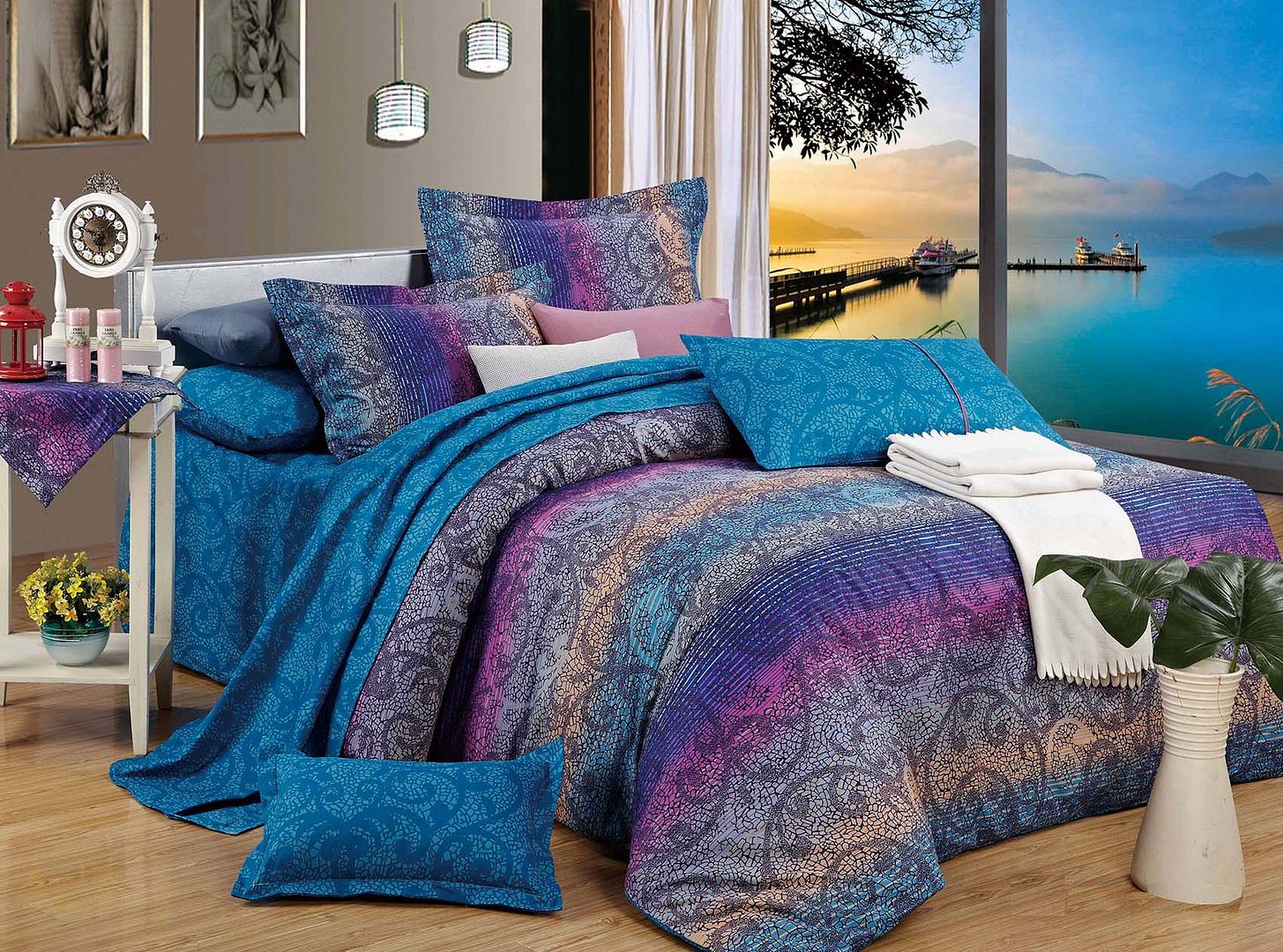 V493-MQ-370-87666-00 Tanya Queen Size Duvet Quilt Cover Set - Image 1
