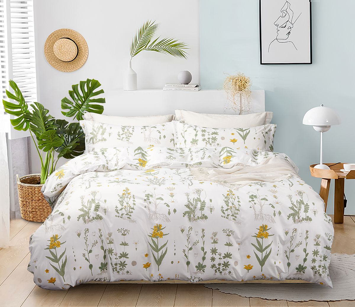 V493-MQ-456-87714-00 Jasmine Queen Size Duvet Quilt Cover Set - Image 1