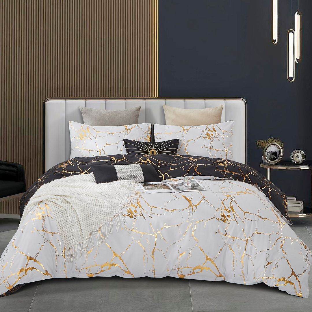 V493-MQ-460B-202509081313-00 Adana Reversible Queen Size Bed Quilt/Duvet Cover Set - Image 1