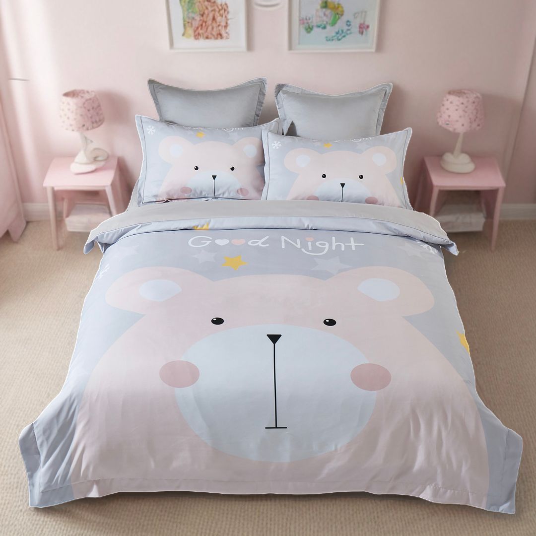 V493-SM-S-06-150776-00 Bear Kids Quilt Cover Set - Single Size - Image 1