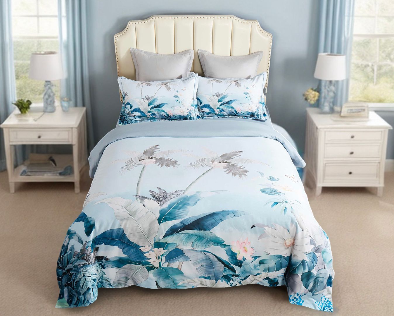 V493-SM-SK-20-150822-00 Tropical Quilt Cover Set - Super King Size - Image 1