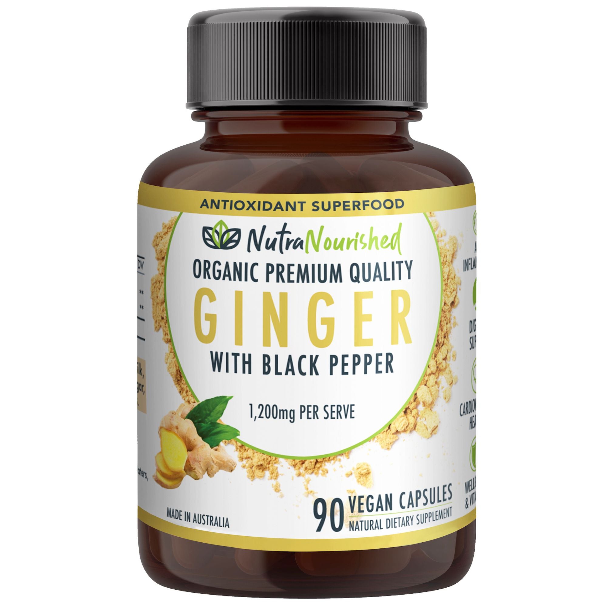 V497-GINGER-CAPS-90-202506061519-00 Ginger Capsules Organic Vegan - 90 Vegan Capsules - Image 1