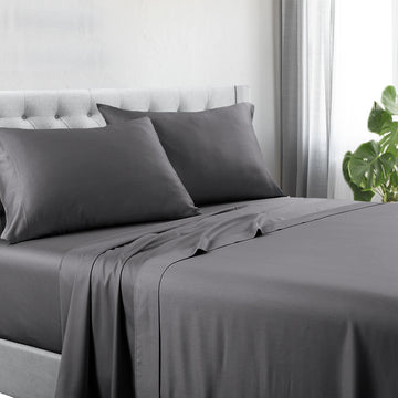 V517-1200CRSS-QCHA-94380-00 1200tc hotel quality cotton rich sheet set queen charcoal - Image 1