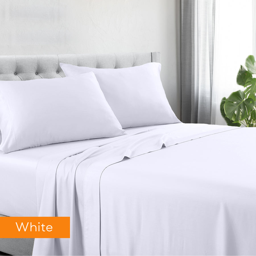 V517-1200CRSS-SW-94390-00 1200tc hotel quality cotton rich sheet set single white - Image 1