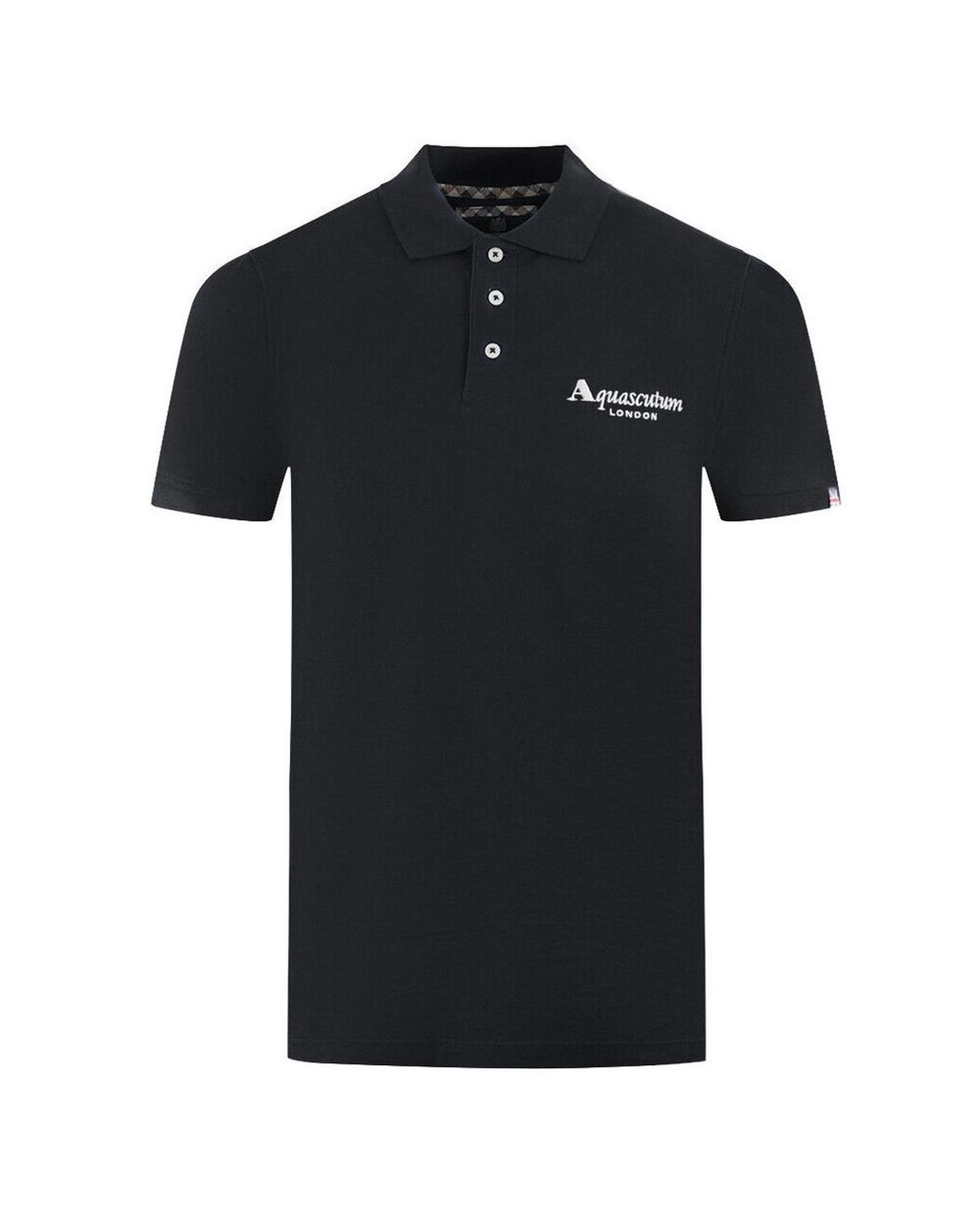 V539-AQ-12043-S-169952-00 Aquascutum Men's Black Cotton Polo Shirt - S - Image 1
