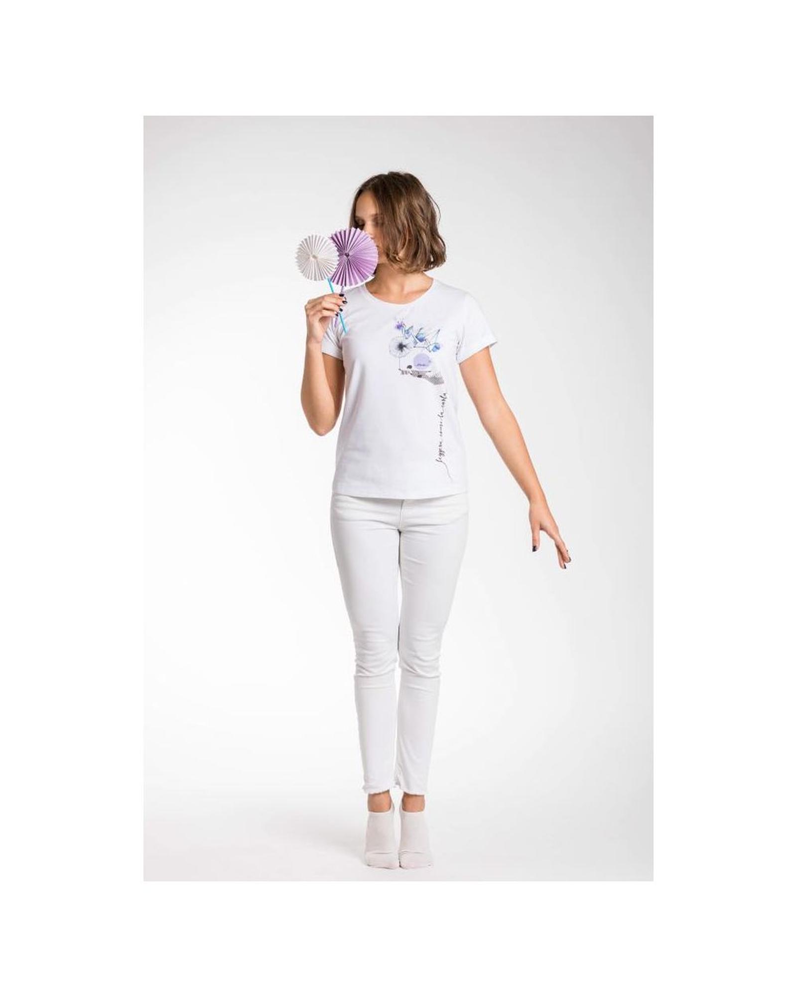 V539-AT-11744-M-202506111726-00 ATratti Women's Elegant White Stretch Viscose Tee - M - Image 1