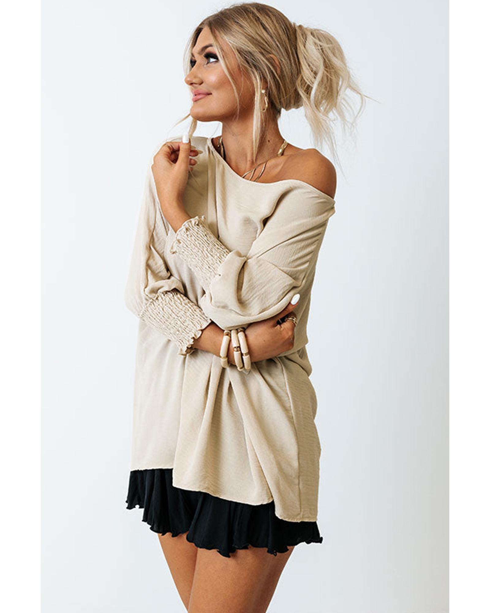 V539-AZEXDC25115564-18-M-202508260400-00 Azura Exchange Smocked Wrist Shift Top - M - Image 1