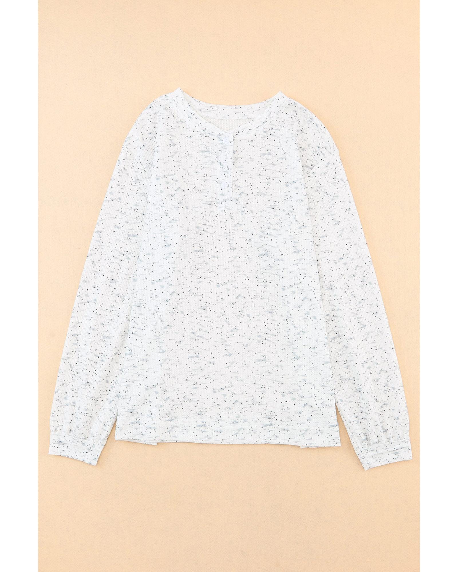 V539-AZEXDC25121979-11-L-202508260415-00 Azura Exchange Relaxed Rib Knit Long Sleeve Henley Top - L - Image 1