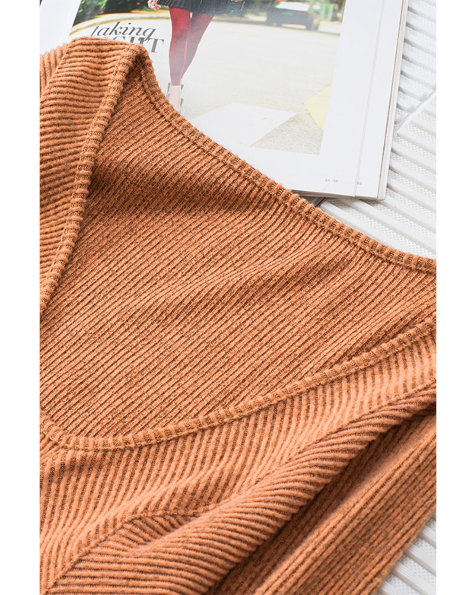 V539-AZEXDC25122007-17-S-202509010255-00 Azura Exchange U Neck Textured Long Sleeve Top - S - Image 1