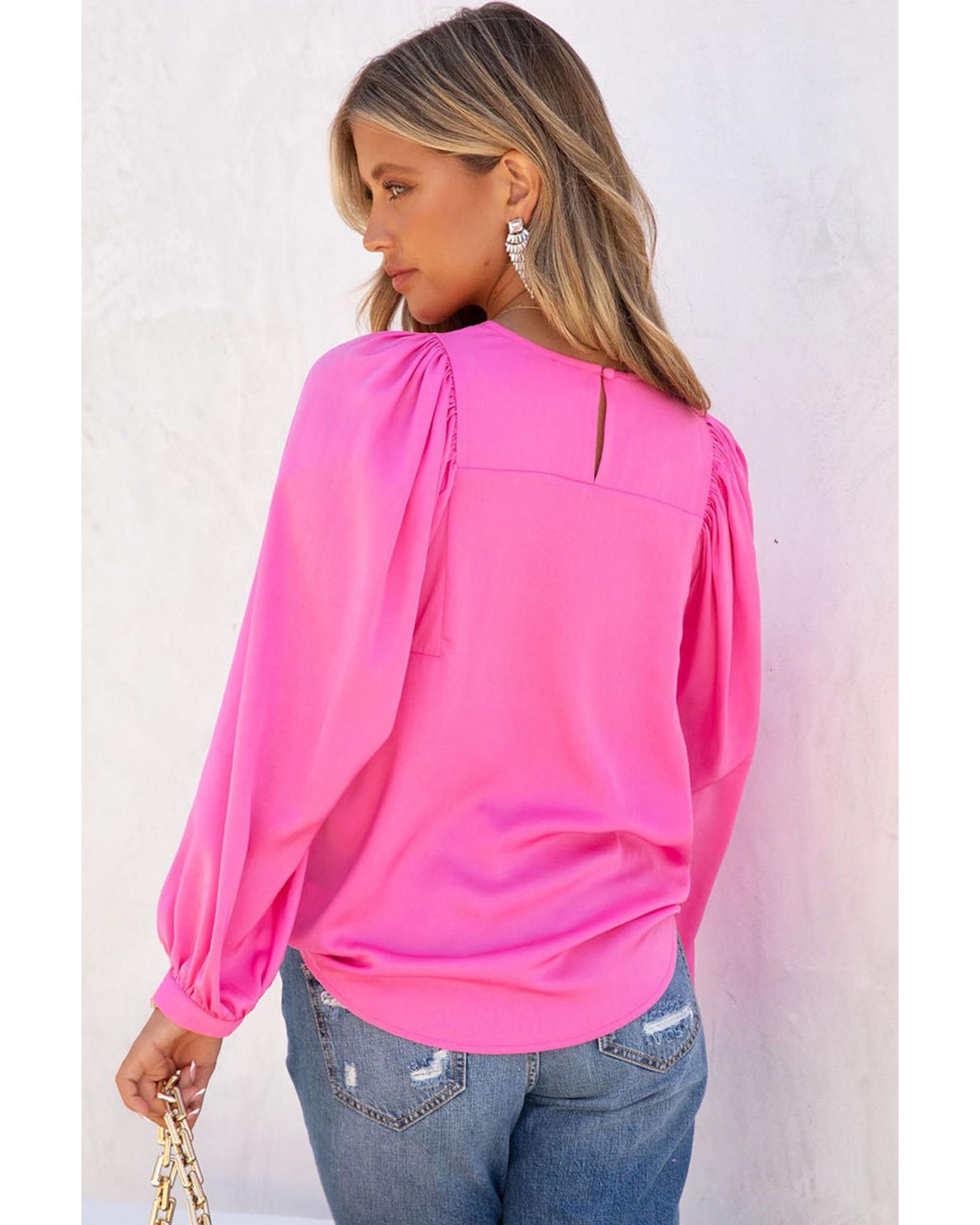 V539-AZEXDC25122185-10-S-202508290306-00 Azura Exchange Puff Sleeve Crewneck Blouse - S - Image 1