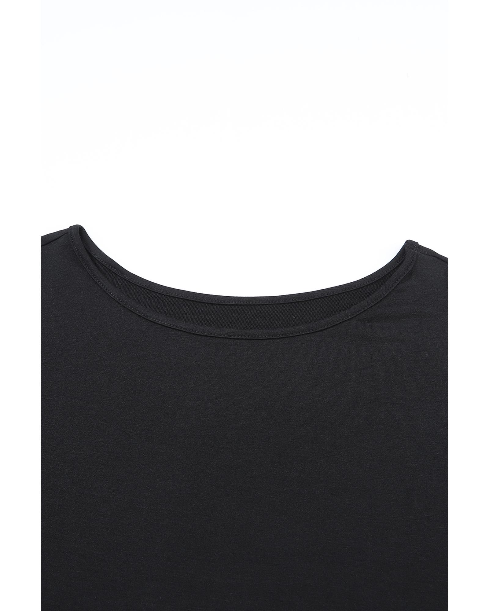 V539-AZEXDC25122558-2-S-202506120107-00 Black Asymmetrical Cut Out Buttoned Long Sleeve Top - S - Image 1