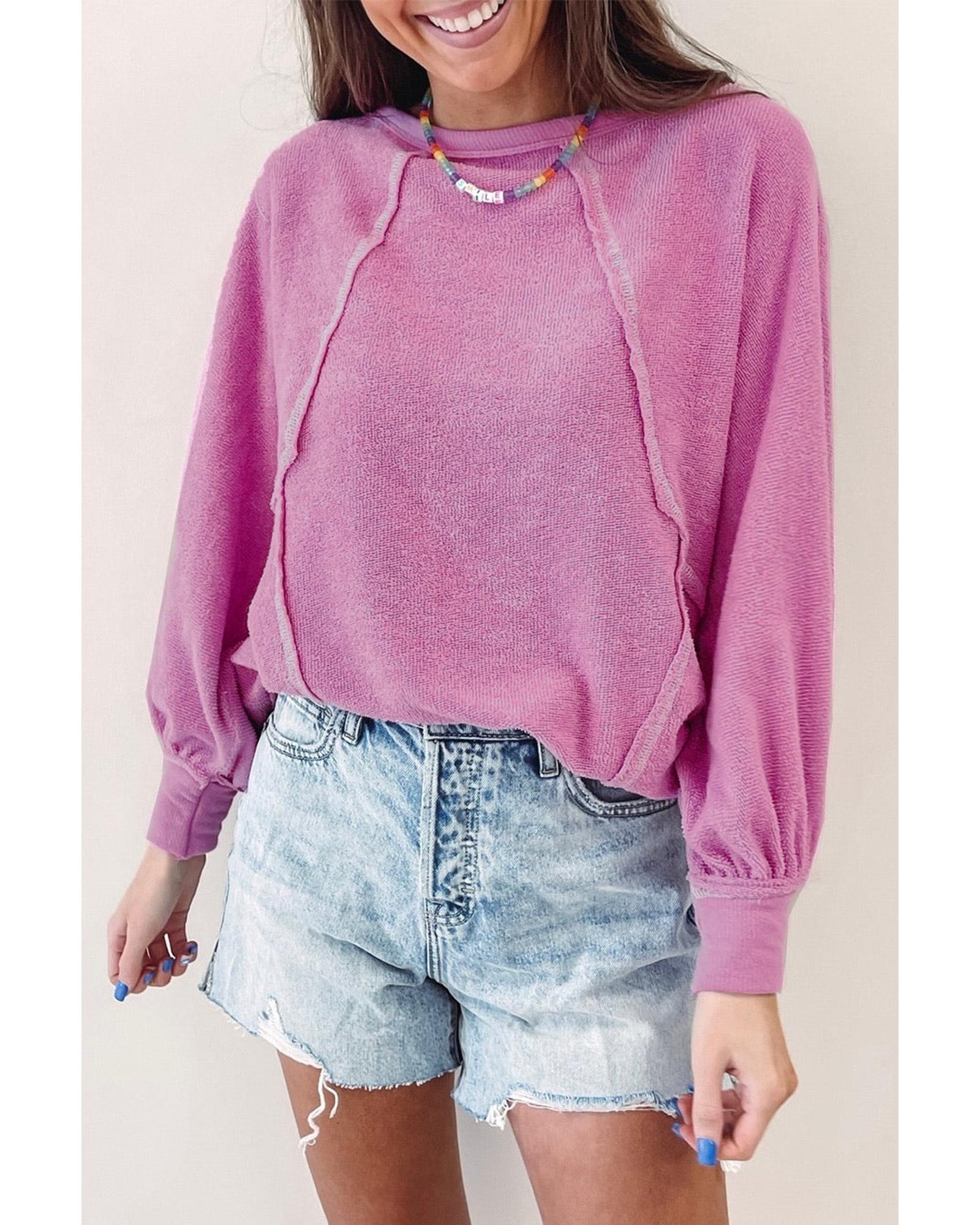 V539-AZEXDC25123084-10-S-202508290850-00 Azura Exchange Exposed Seam Terry Pullover - S - Image 1