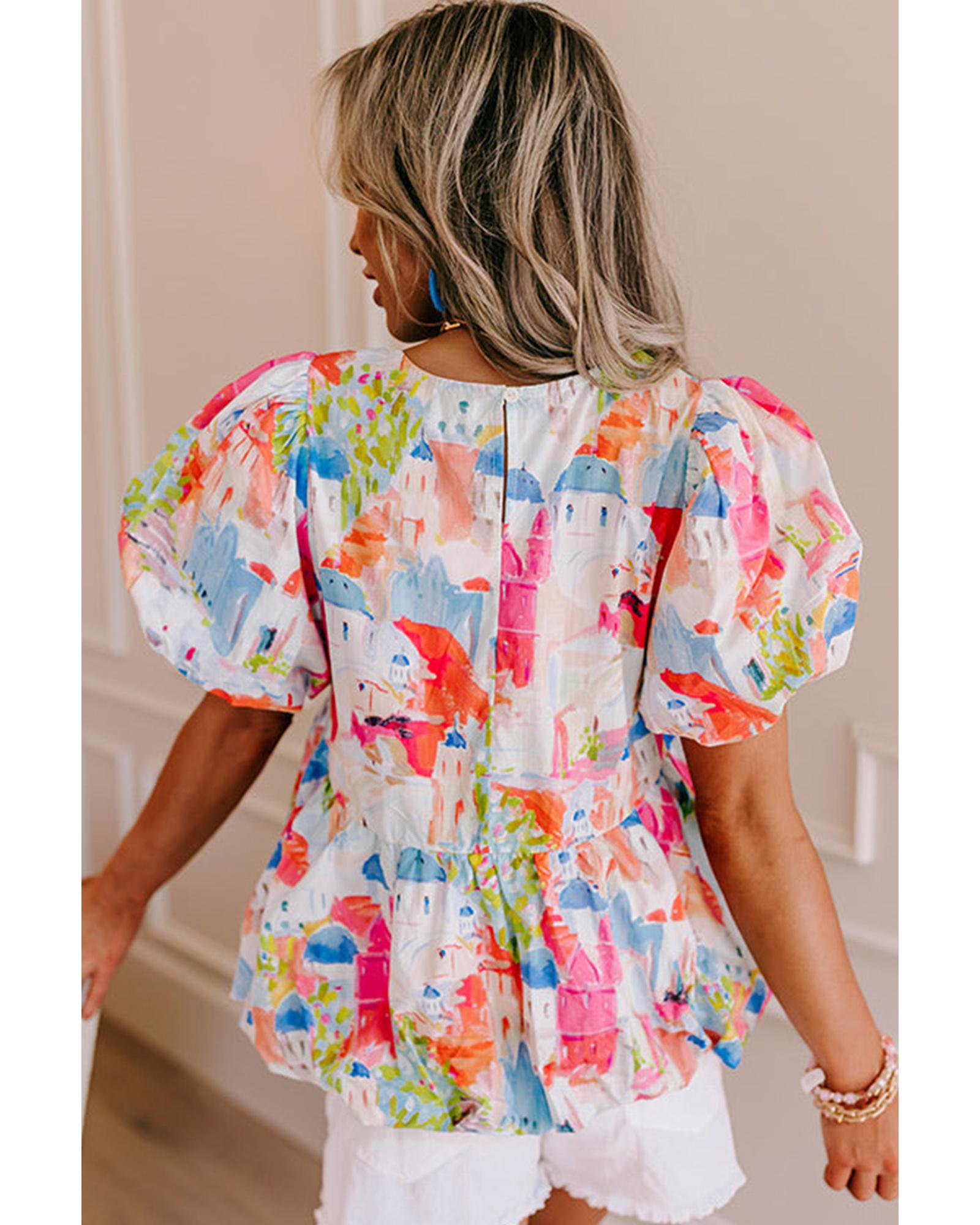 V539-AZEXDC25126731-P10420-M-202508271800-00 Sky Blue Parisian Avenue Babydoll Top - M - Image 1