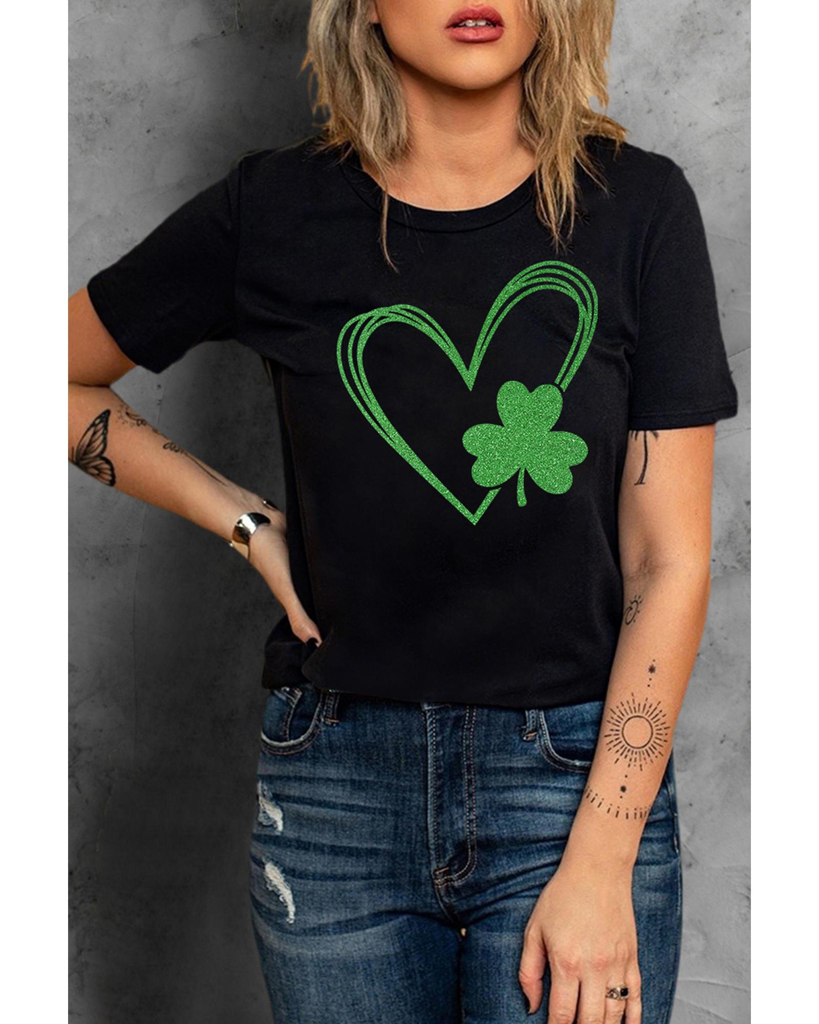 V539-AZEXDC25214370-2-S-166016-00 Azura Exchange Heart Print Short Sleeve Tee - S - Image 1
