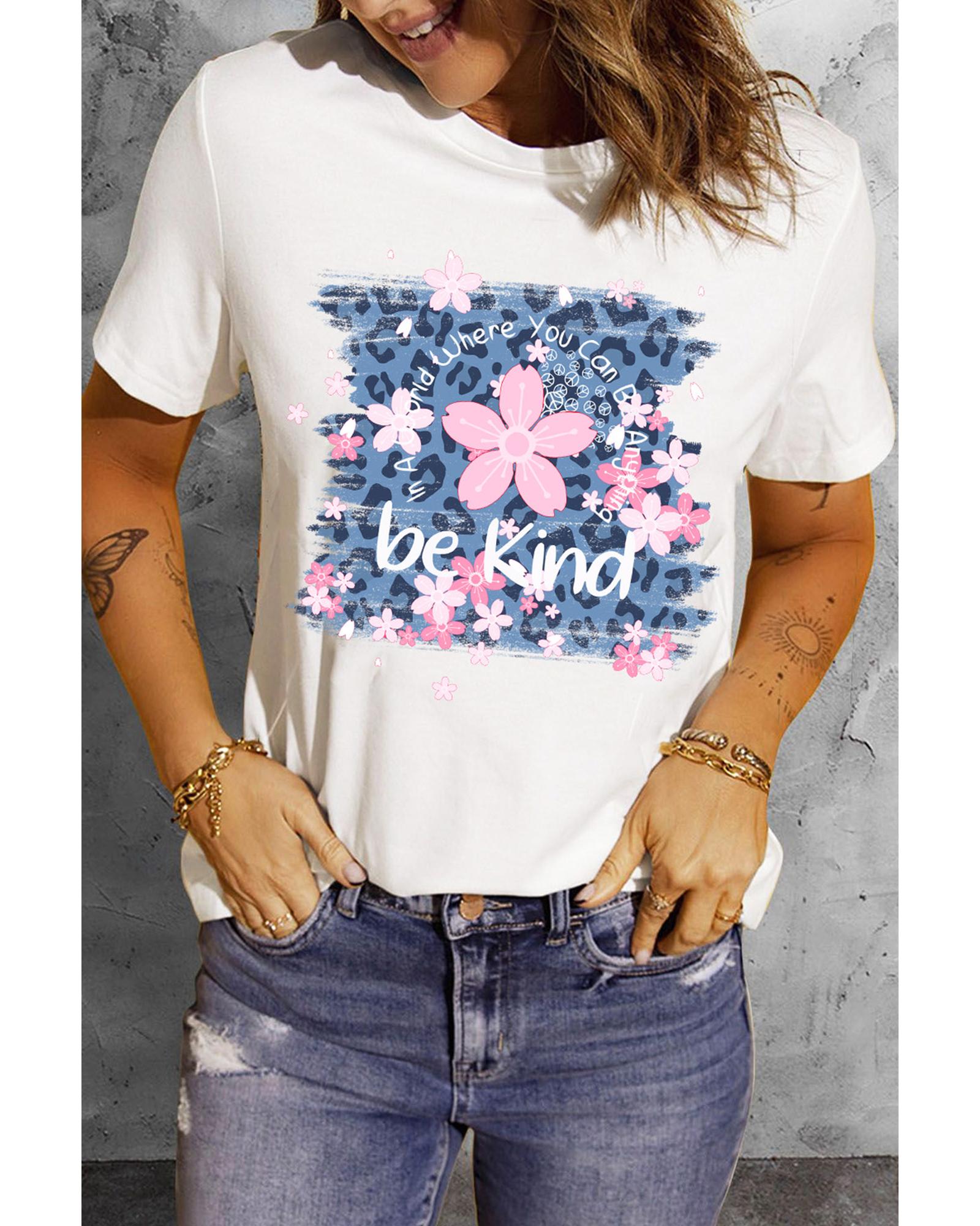V539-AZEXDC25216667-1-S-164500-00 Azura Exchange Cherry Blossoms Leopard Print T-Shirt - S - Image 1